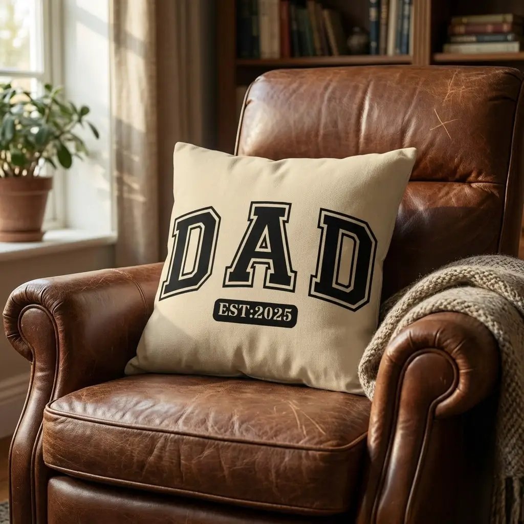 Personalized Dad Established Pillow – Custom Year Dad Throw Pillow – Gift for Dad – Father’s Day Gift – Rustic Farmhouse Indoor Outdoor Cushion