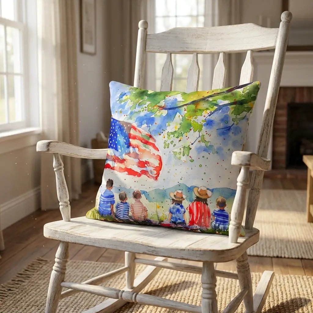 Patriotic Home Decor Waiting for Fireworks Fourth of July Indoor-Outdoor Pillow