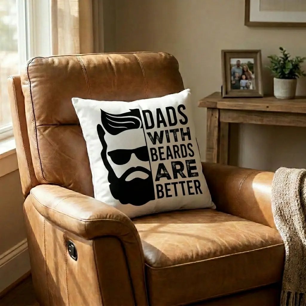 Dads With Beards Are Better Throw Pillow, Funny Beard Dad Gift, Indoor Outdoor Decorative Cushion, Father's Day Pillow for Dad
