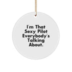 Pilot Gifts from Friends for Christmas - I'm That Sexy Pilot Everybody's Talking About. Circle Ornament