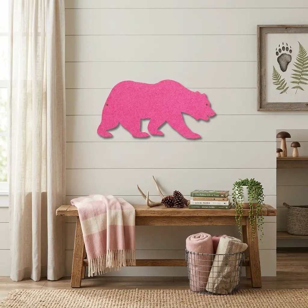 Grizzly Bear Metal Wall Art Sign – Rustic Cabin Wildlife Decor – Bear Silhouette Steel Wall Art – Outdoor Lodge Mountain Home Decor