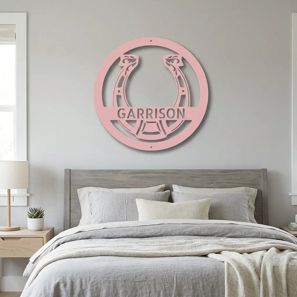 Horseshoe Monogram Personalized Indoor Outdoor Steel Wall Sign Art