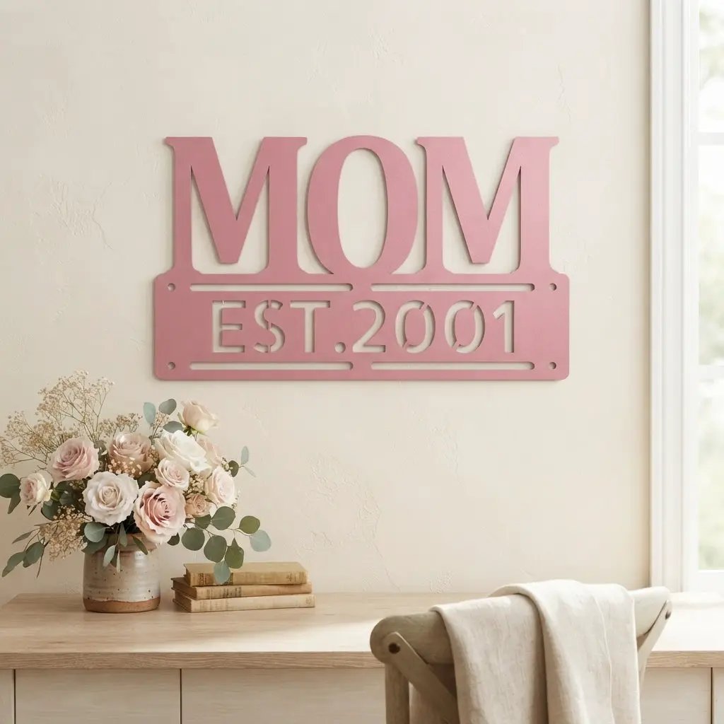 Personalized Mom Est. Year Metal Wall Art | Custom Mother's Day Gift | Mom Established Sign | Metal Home Decor | Made in USA