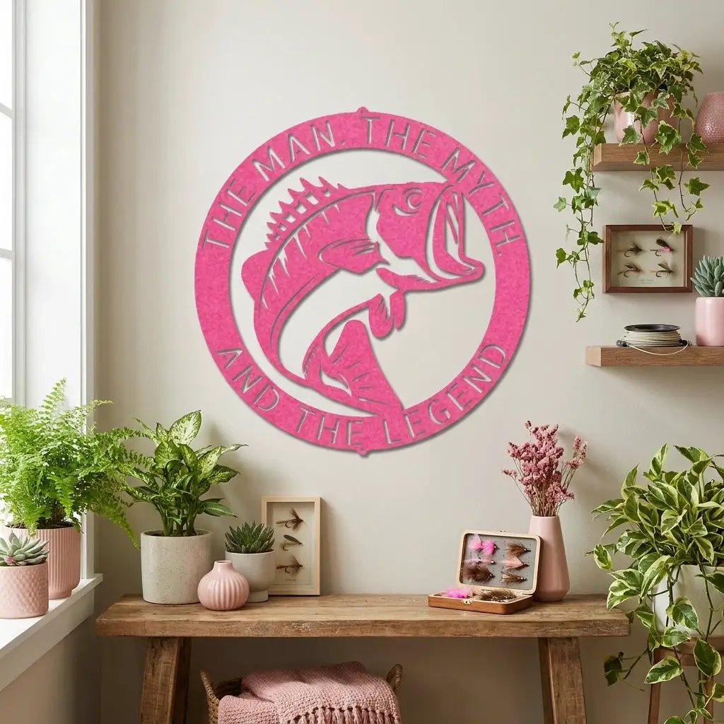 Personalized Bass Fishing Metal Sign Custom Fisherman Wall Art - Lake House Decor Outdoor Sign