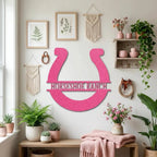 Personalized Horseshoe Metal Sign Custom Ranch Name Sign Western Decor Farmhouse Wall Art Horse Lover Gift Barn Decor Custom Steel Sign