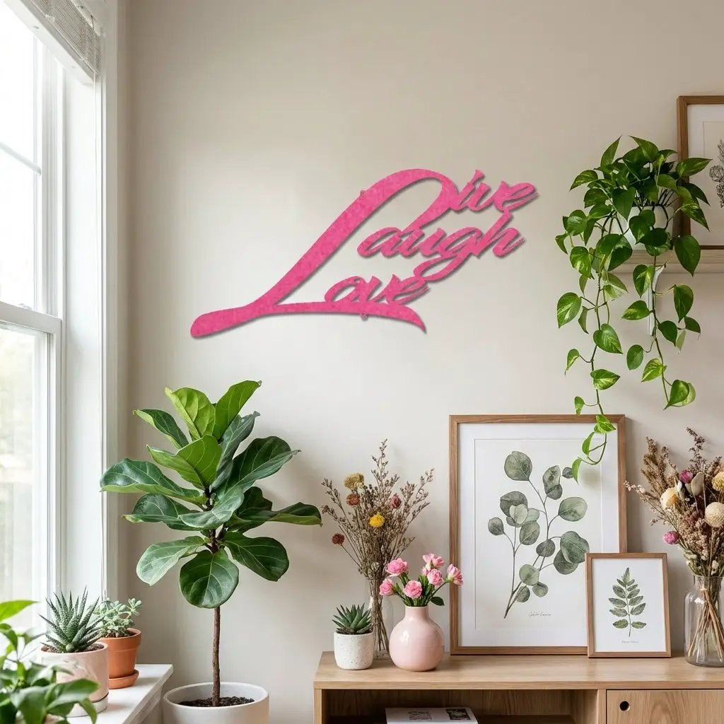 Live Laugh Love Metal Wall Art – Inspirational Script Metal Sign – Farmhouse Home Decor – Rustic Indoor Outdoor Steel Wall Hanging