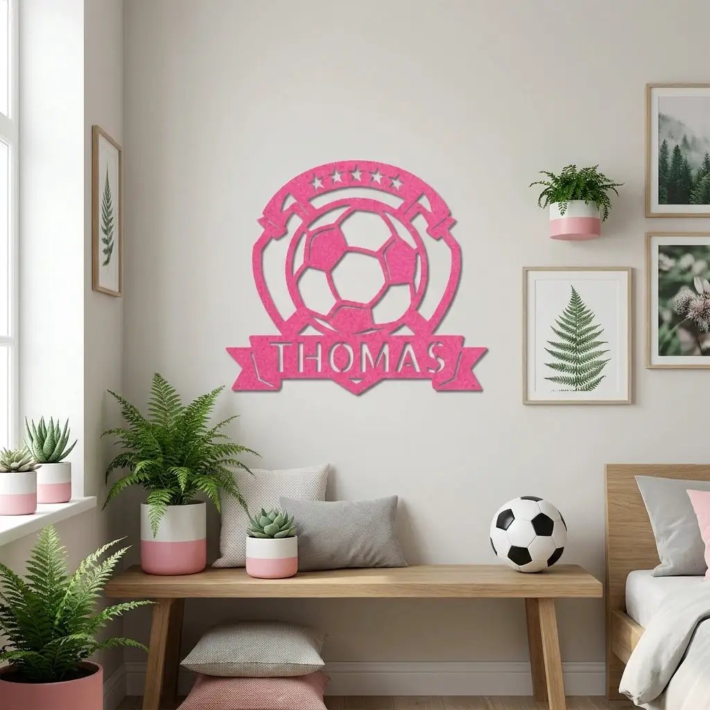 Custom Name Soccer Sign – Sports Decor for Boys Room, Soccer Player Gift, Indoor Outdoor Steel Sign
