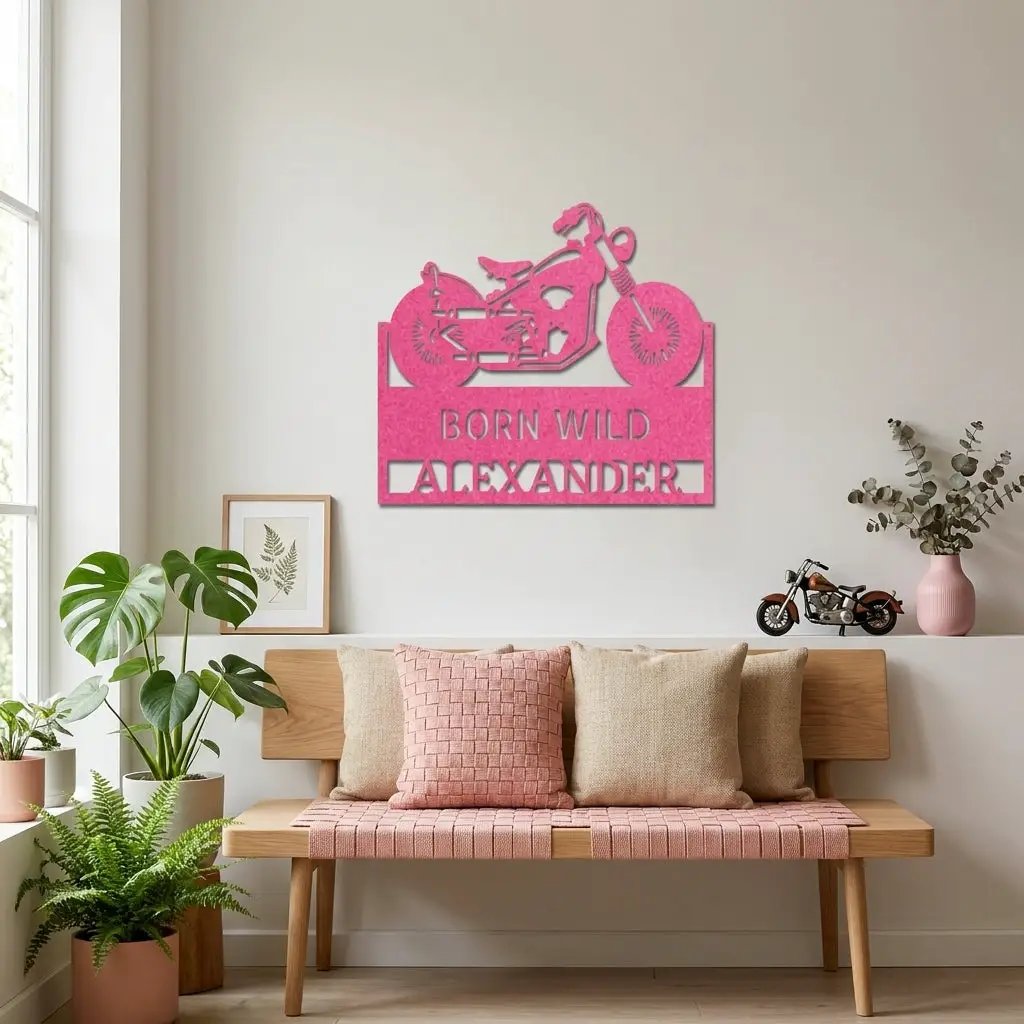Personalized Motorcycle Metal Wall Art – Custom Name Garage Decor – Motorcycle Gift – Steel Wall Sign