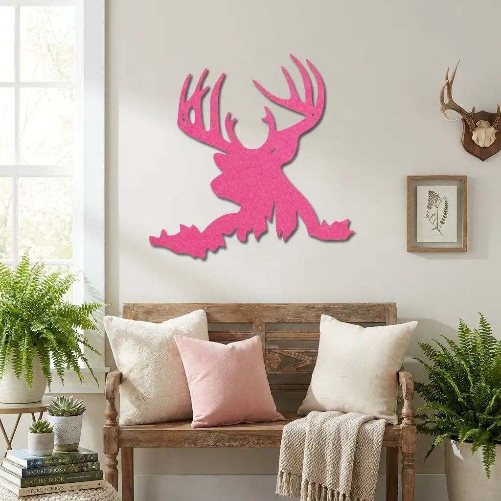 Deer Head Metal Wall Art – Buck Silhouette Wall Decor – Rustic Cabin Decor – Hunting Gift – Lodge Wall Art
