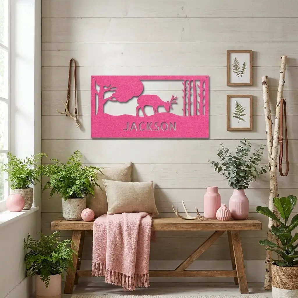 Personalized Deer Metal Sign, Hunting Wall Art, Custom Deer Name Sign, Rustic Cabin Decor