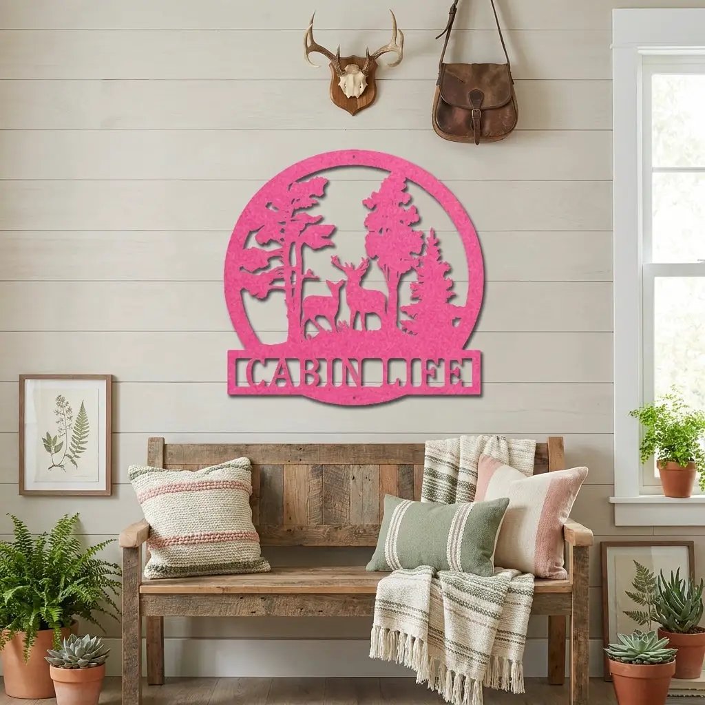 Deer in the Woods Personalized Metal Art Wall Sign: A Serene Slice of Nature for Your Home