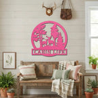Deer in the Woods Personalized Metal Art Wall Sign: A Serene Slice of Nature for Your Home