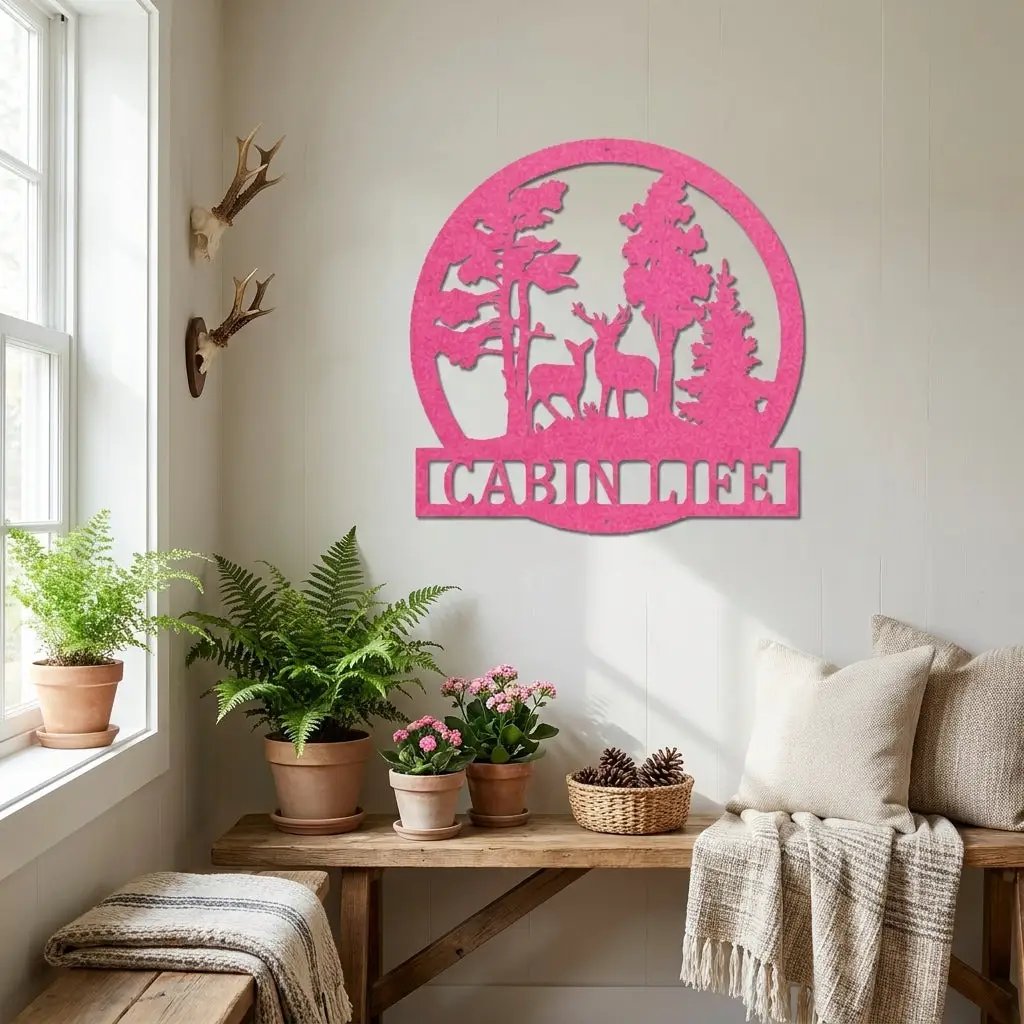 Deer in the Woods Personalized Metal Art Wall Sign: A Serene Slice of Nature for Your Home