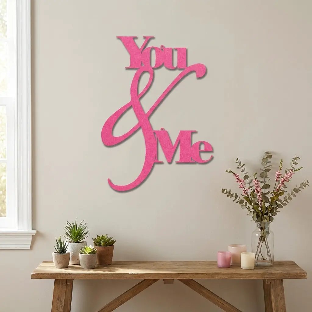 You and Me Metal Wall Art – Romantic Couple Sign – Wedding Gift, Anniversary Decor, Farmhouse Bedroom Wall Decor, Love Sign