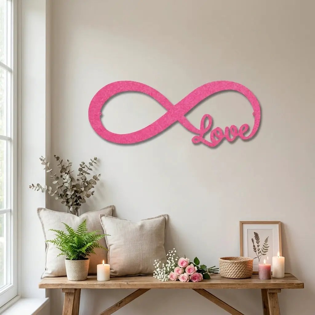 Infinity Love Metal Wall Art – Romantic Minimalist Decor – Wedding & Anniversary Gift