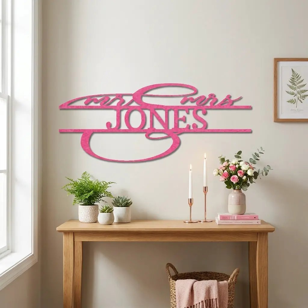 Mr And Mrs Couples Personalized Name Metal Art Wall Sign