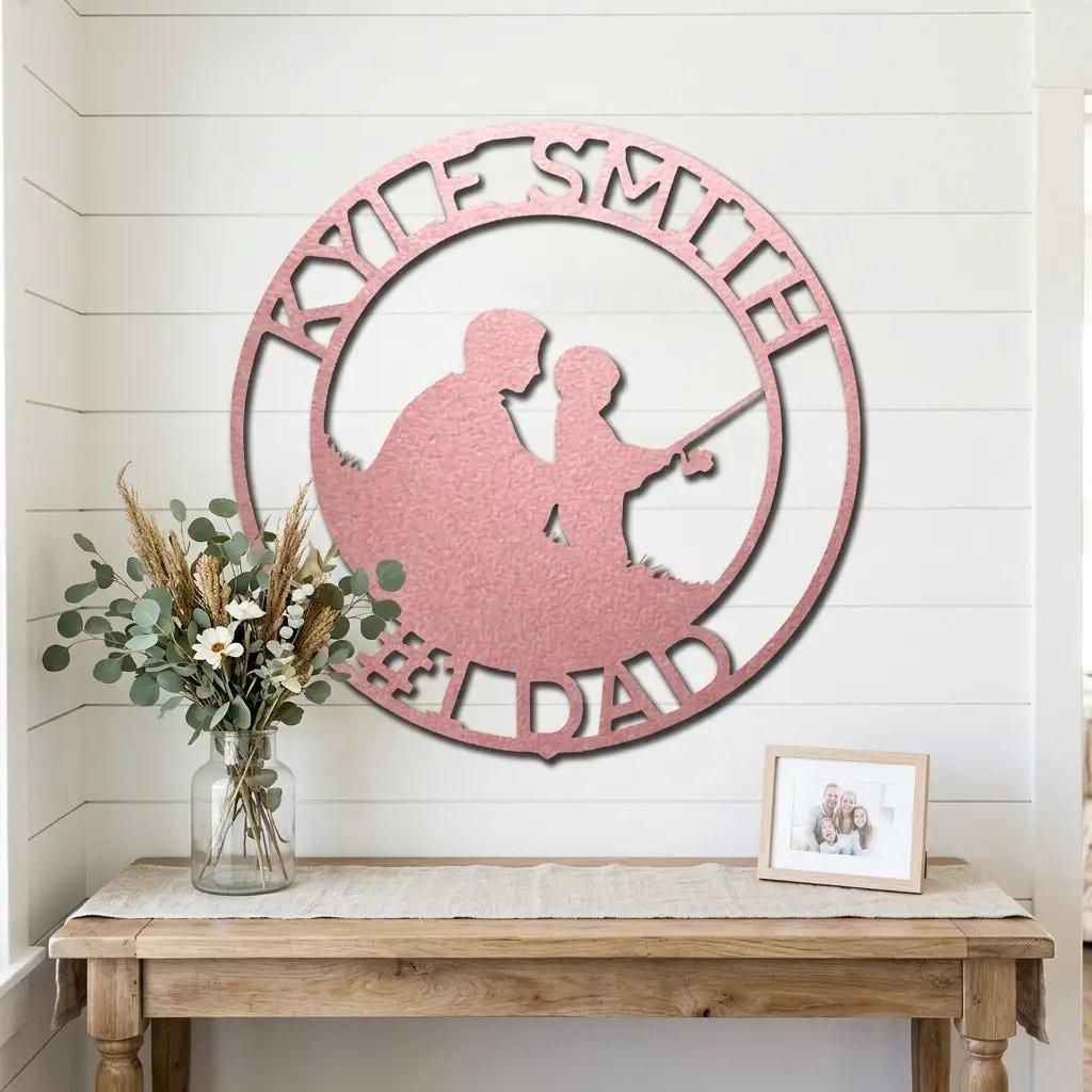Personalized Father and Son Fishing Sign, Custom Dad Gift, Fishing Wall Decor, Father’s Day Gift, Gift for Fisherman, Metal Wall Art