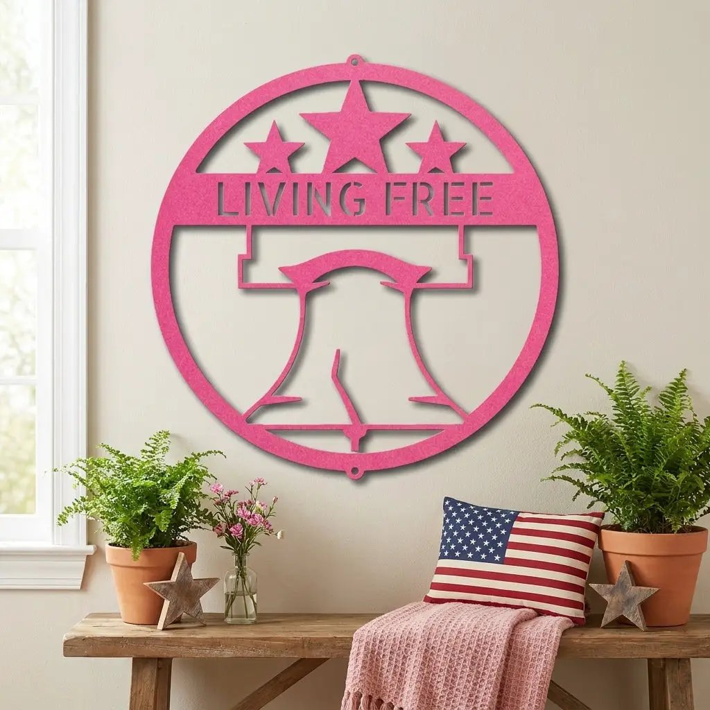 Custom Liberty Bell Metal Wall Art Patriotic Decor Made in USA Steel Sign Indoor Outdoor Americana Wall Hanging