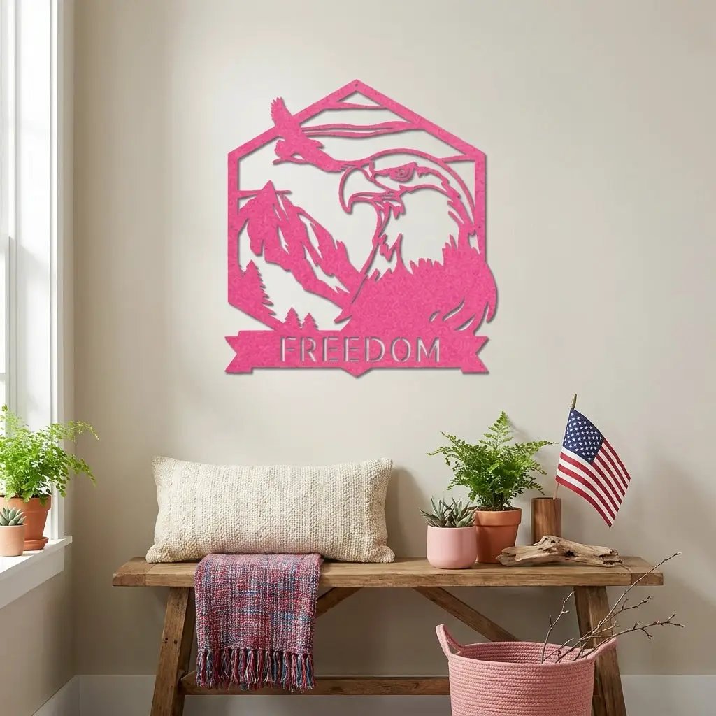 Personalized Eagle Metal Wall Art, Custom Freedom Sign, Mountain Eagle Decor, Patriotic Wall Art