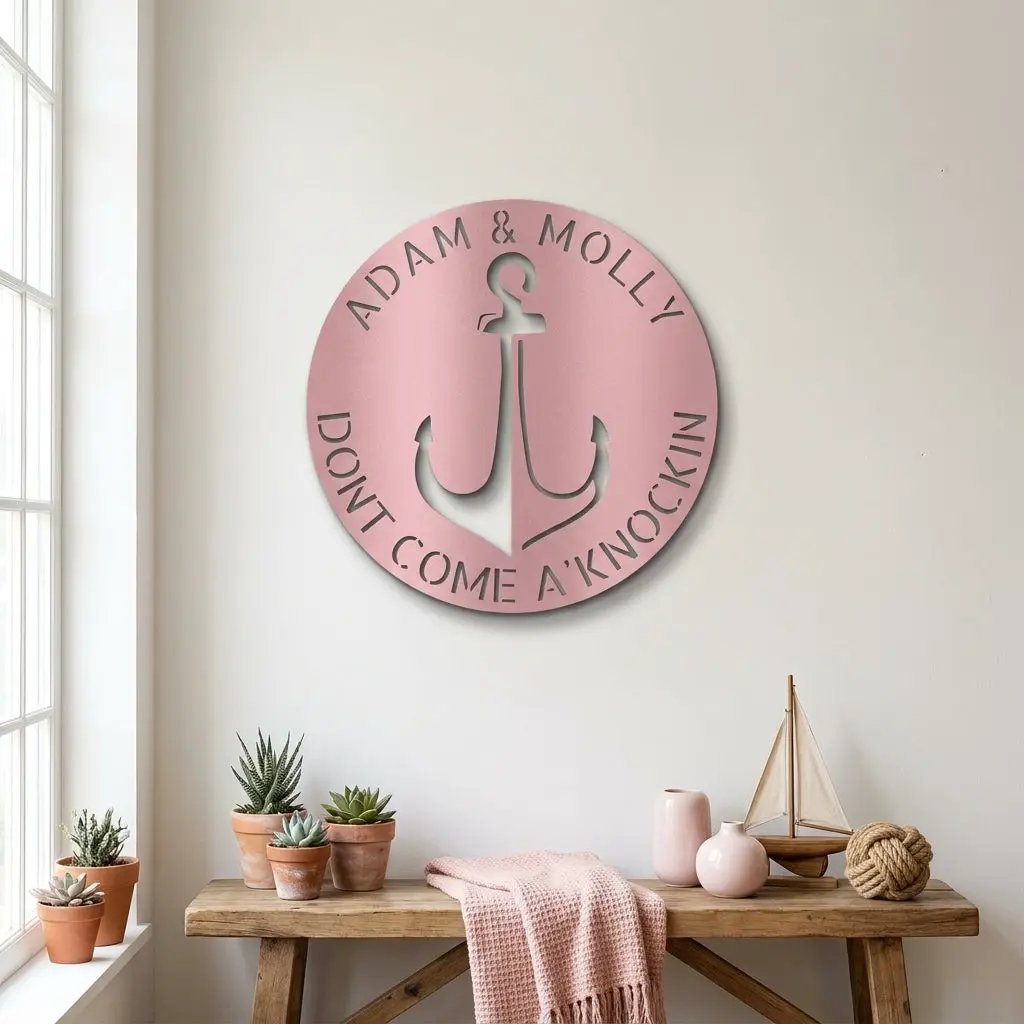 Anchor Personalized Metal Sign, Nautical Wall Decor, Family Name Sign, Beach, Boat House Decor