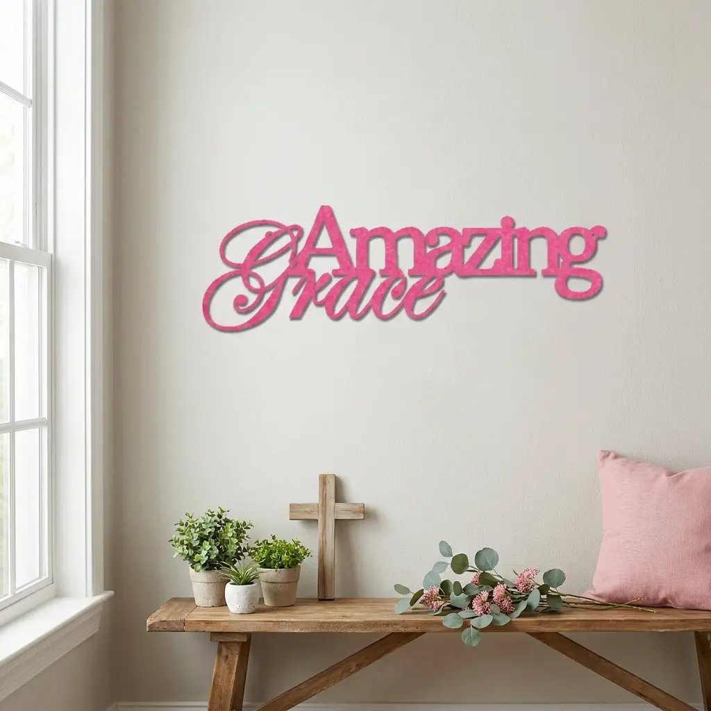 Amazing Grace Metal Wall Art Sign – Christian Steel Scripture Decor – Inspirational Faith Home Decor – Laser Cut Metal Sign