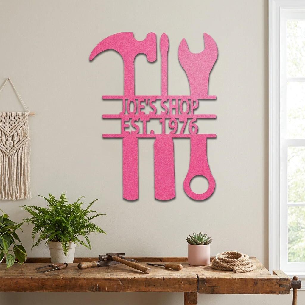 Personalized Tool Metal Wall Art, Custom Garage Workshop Sign, Mechanic Shop Sign, Handyman Wall Decor,