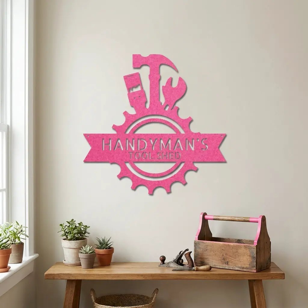 Personalized Handyman Metal Wall Art – Custom Tool Sign – Mechanic Garage Decor – Workshop Wall Art – Gift for Dad
