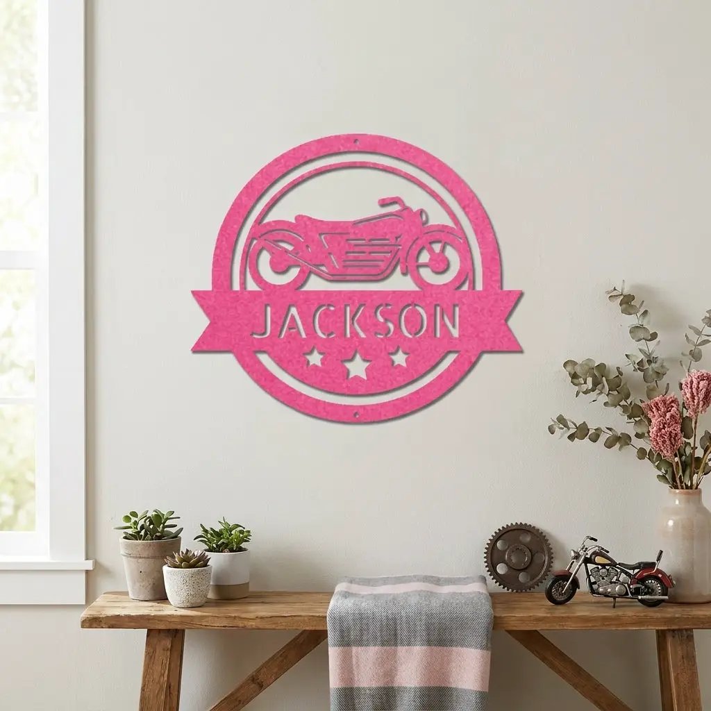 Personalized Motorcycle Metal Sign – Custom Biker Name Sign – Garage Wall Decor