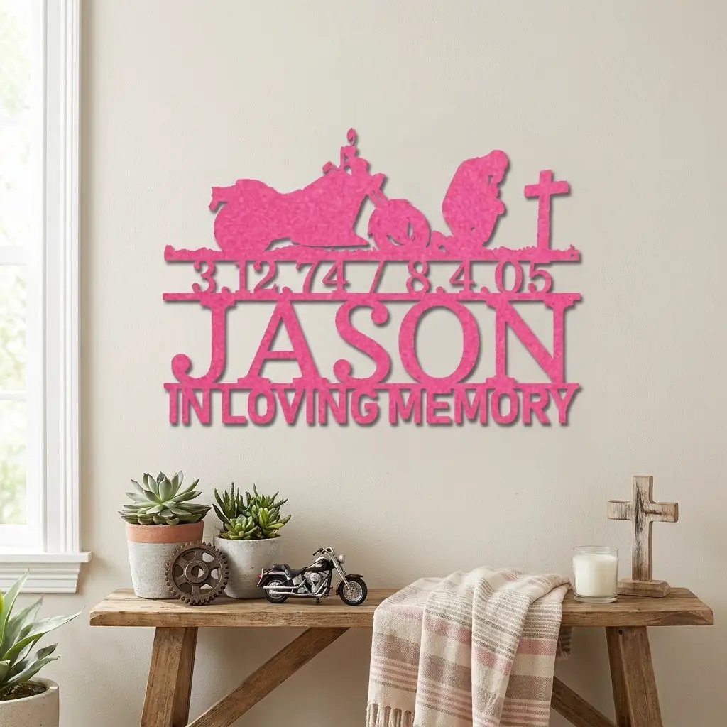 Motorcycle Memorial Metal Sign, Personalized In Loving Memory Sign, Custom Biker Memorial, Motorcycle Loss Gift