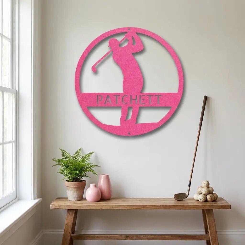 Personalized Golfer Metal Wall Art Custom Name Golf Sign Man Cave Decor Golf Gift for Dad Golf Lover Metal Wall Sign Outdoor Decor