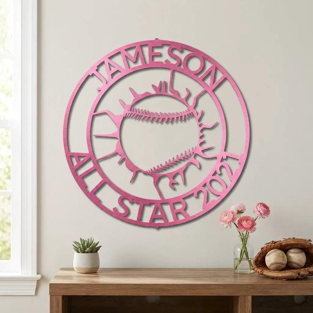 Personalized Baseball Metal Wall Art with Name, Custom Baseball Sign, Boys Room Decor, Sports Wall Art, Baseball Player Gift Idea