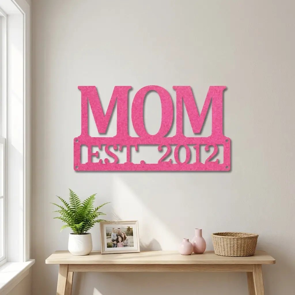 Mom Est. Year Metal Wall Art – Personalized Mom Sign – Custom Mother Established Date Sign – Mother’s Day Gift Wall Decor