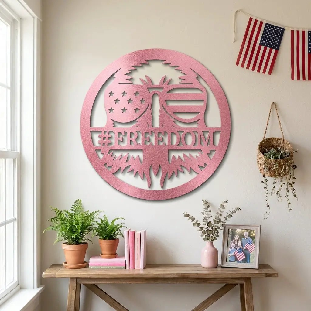 Personalized Freedom Eagle Metal Wall Art – Custom Patriotic American Flag Steel Sign – USA Freedom Decor for Veterans, Military Families & Patriot Homes