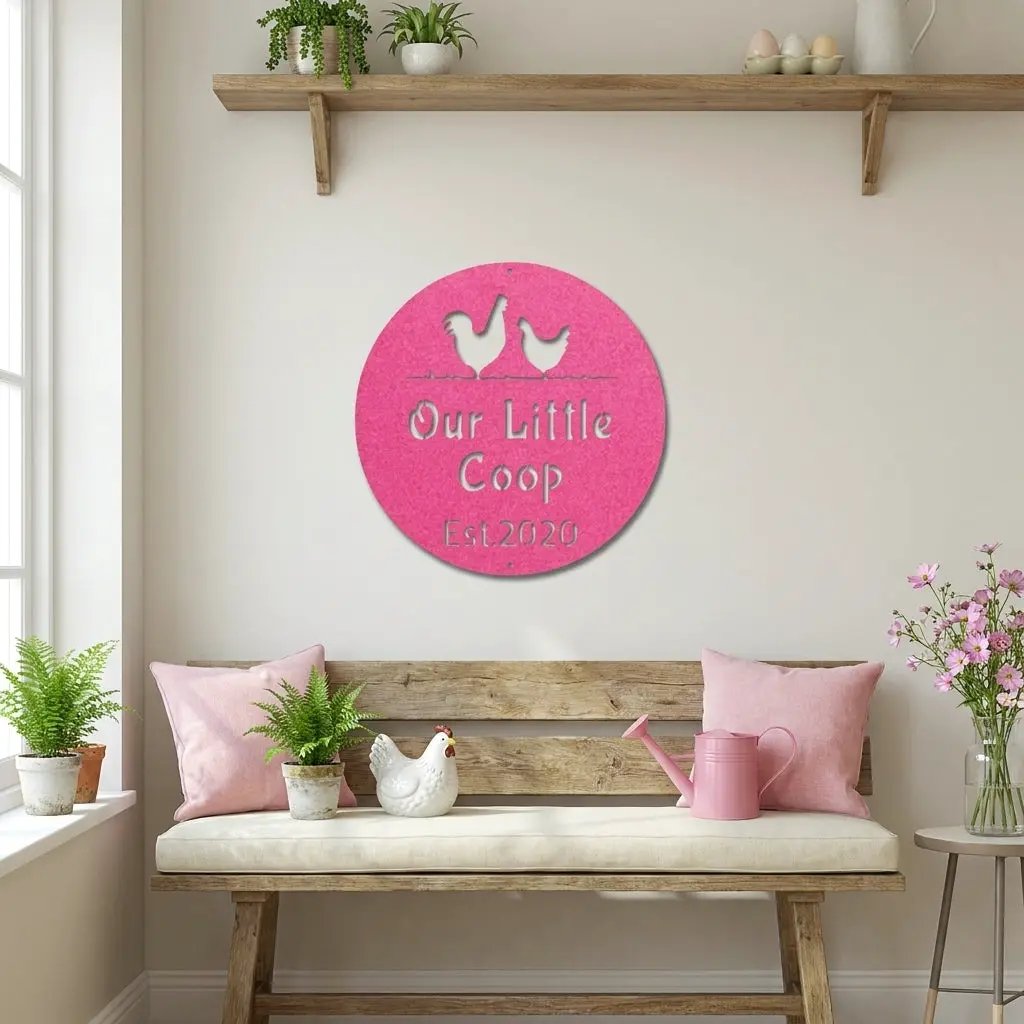 Our Little Coop Metal Sign – Personalized Chicken Coop Sign – Custom Farm Decor – Backyard Chicken Gift