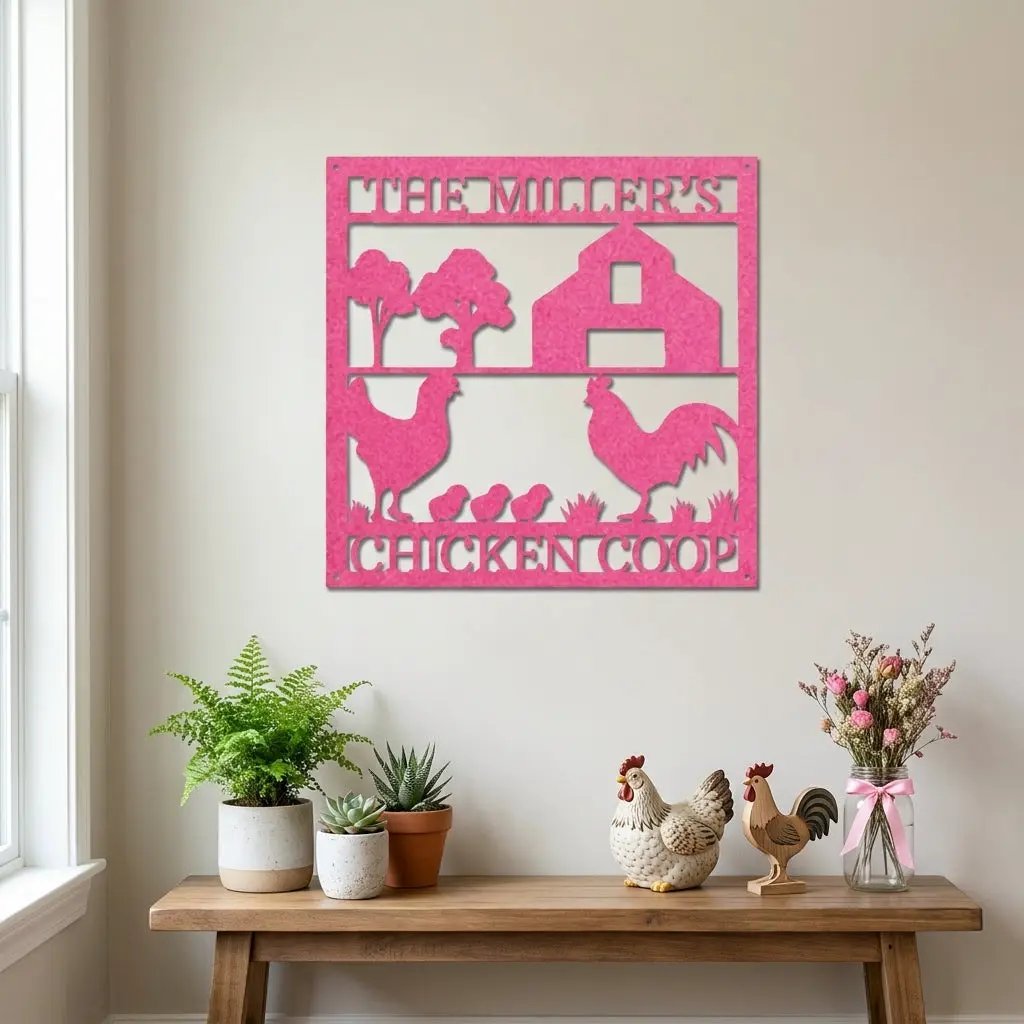 Personalized Chicken Coop Metal Sign – Custom Farm Sign – Backyard Chicken Decor – Farmhouse Wall Art