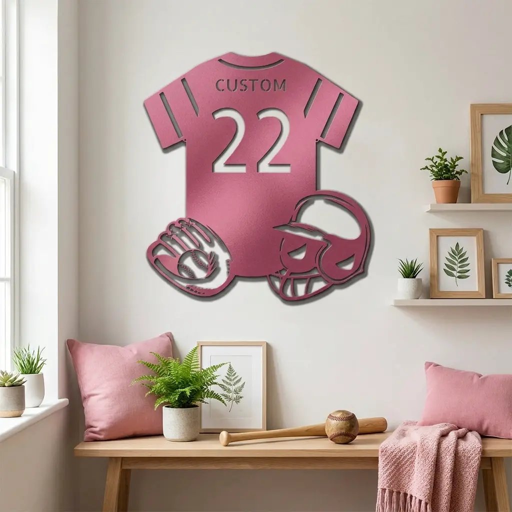Baseball Gear Custom Name and Jersey Number Metal Wall Sign