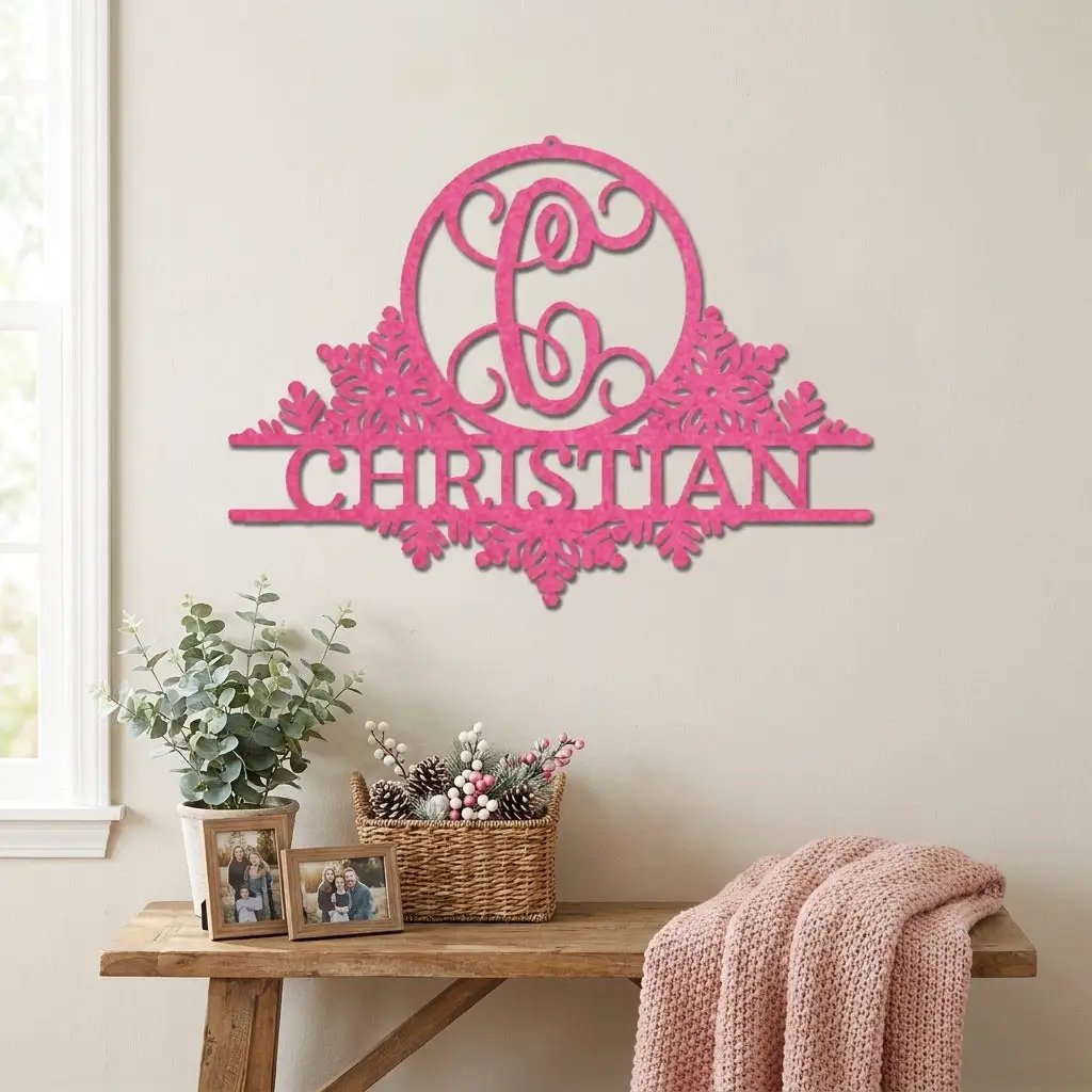 Personalized Family Name Metal Wall Art with Initial – Custom Monogram Steel Sign – Wedding Gift – Housewarming Decor – Farmhouse Wall Art