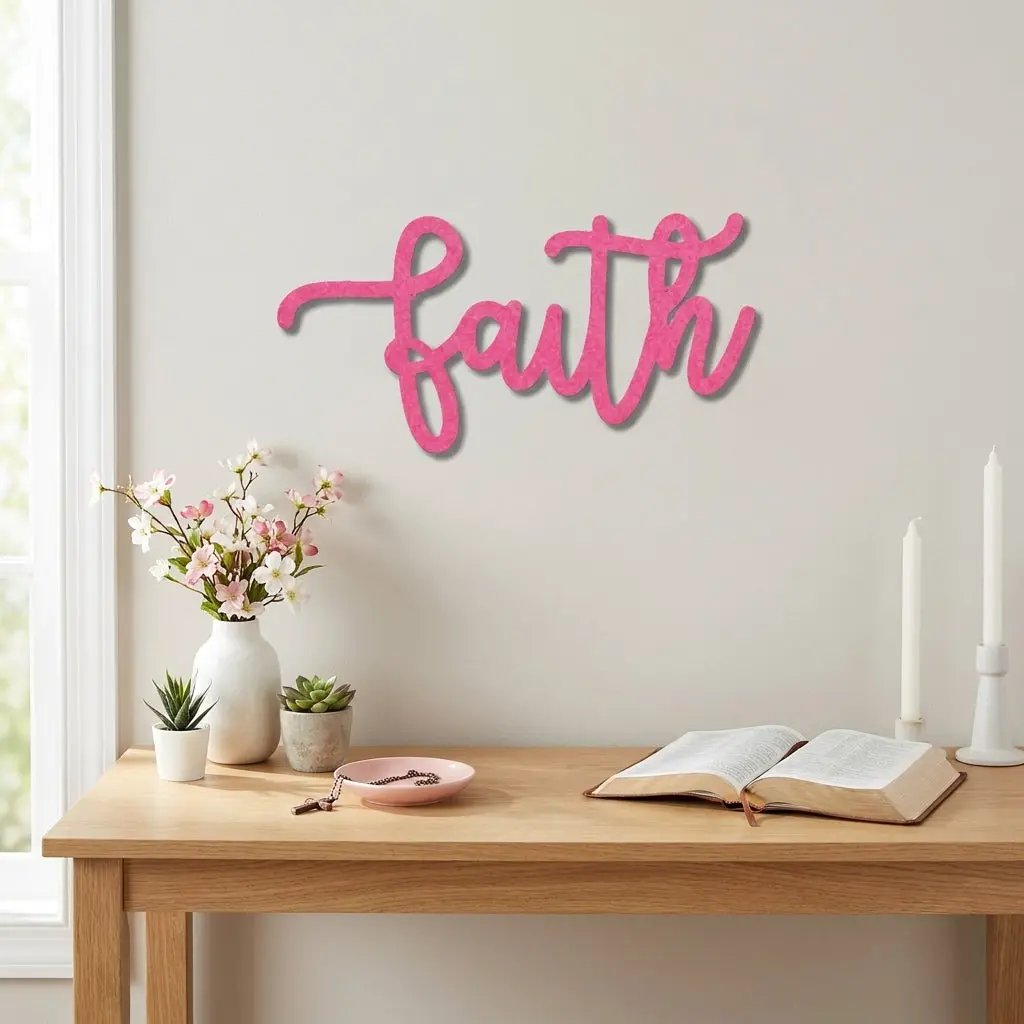 Faith Script Metal Wall Art – Christian Home Decor – Inspirational Metal Sign – Minimalist Religious Wall Decor