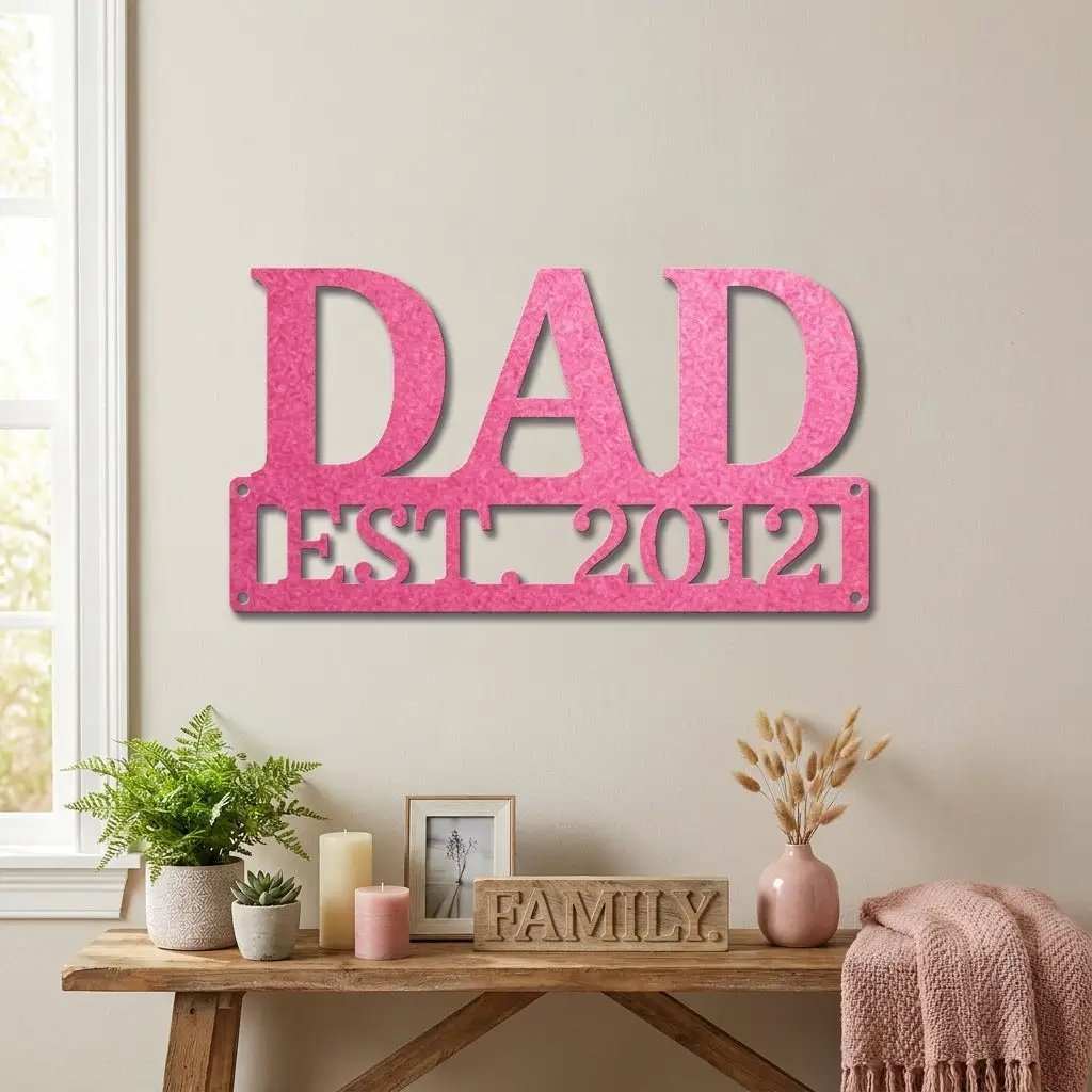 Dad Personalized Established Date Metal Aet Sign – Father’s Day Gift – Custom Family Decor