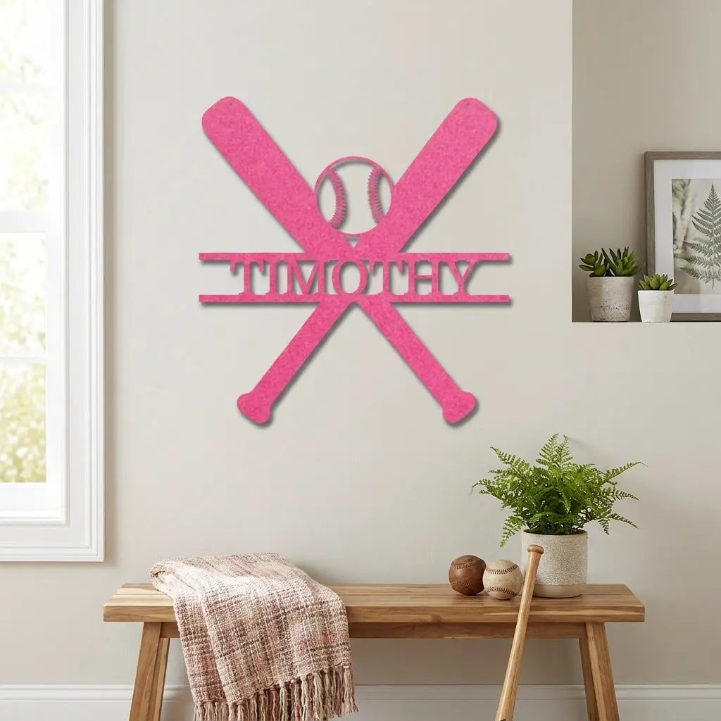 Personalized Baseball Bat Metal Wall Art with Name, Custom Baseball Sign, Boys Room Decor, Sports Wall Art, Baseball Player Gift Idea