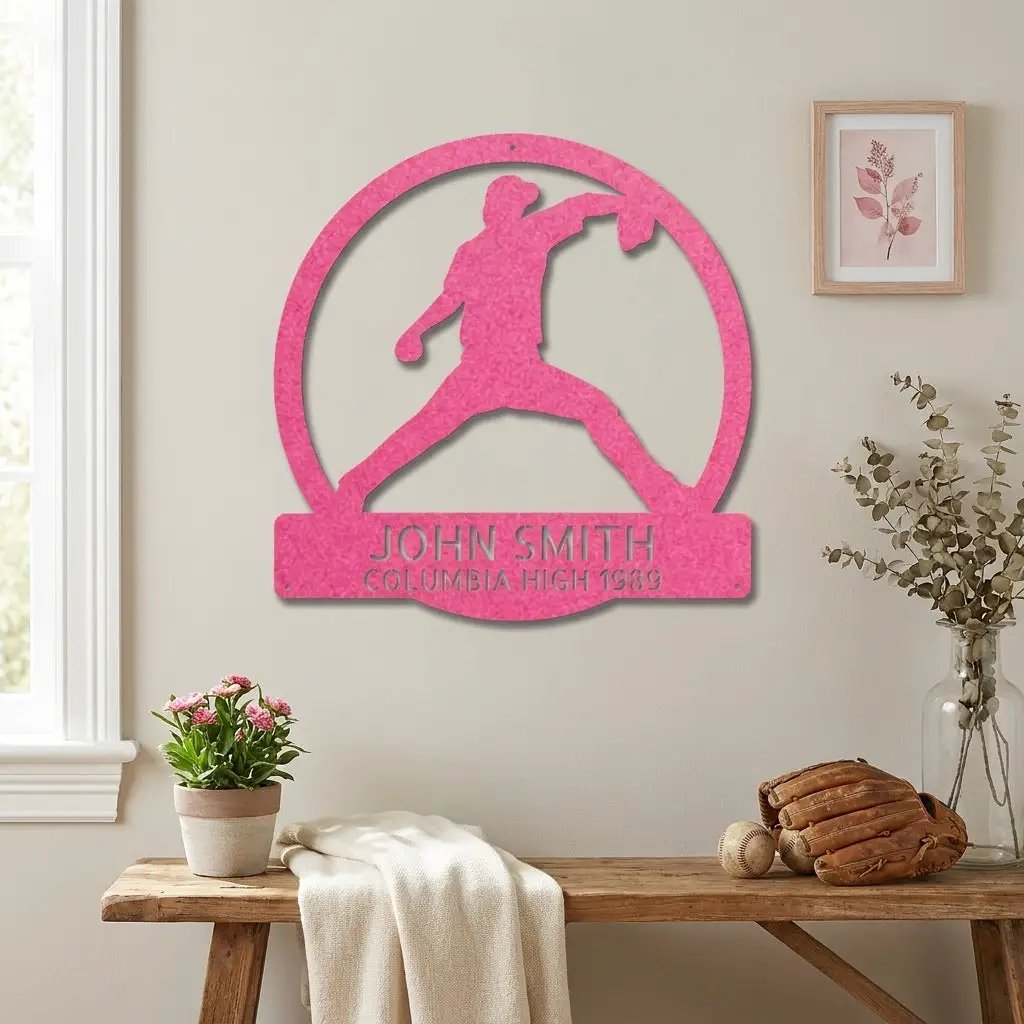 Personalized Baseball Player Metal Sign, Custom Name Baseball Wall Art, Baseball Gift for Player, Sports Decor, Coach Gift