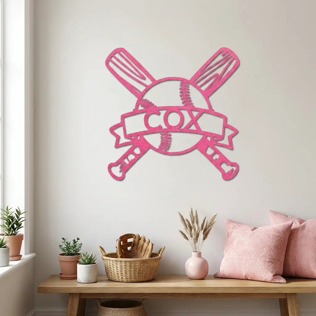 Personalized Baseball Metal Wall Art – Custom Team, Player, or Family Name Sign