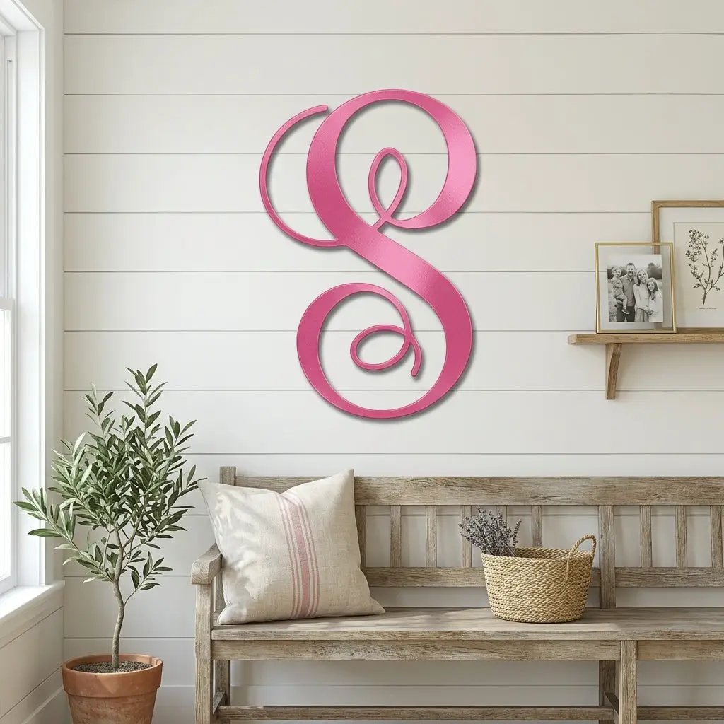 Fancy Initial Custom Monogram Metal Wall Art