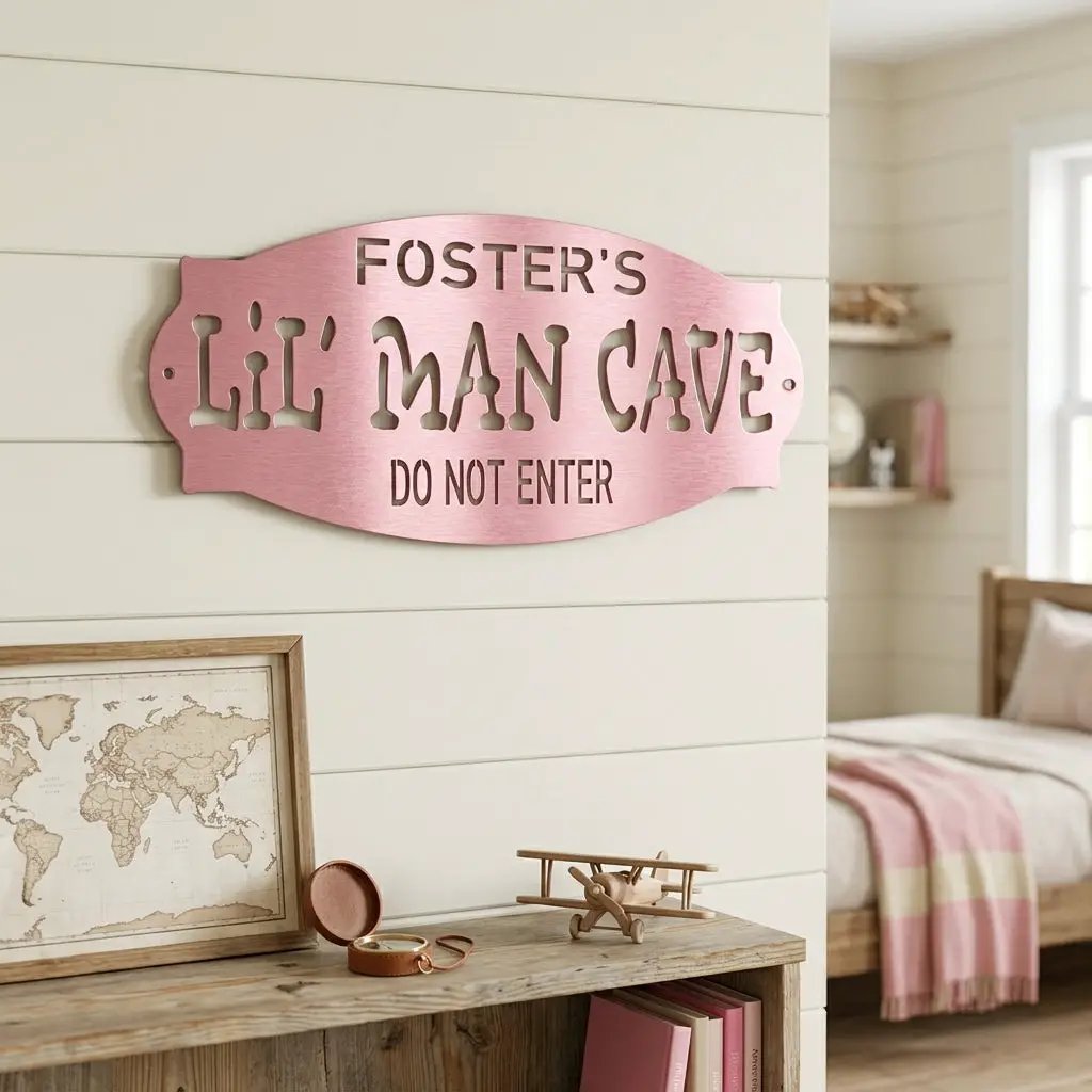 Lil Man Cave Personalized Name Indoor Outdoor Steel Wall Sign Metal Art Boy Room Decoration