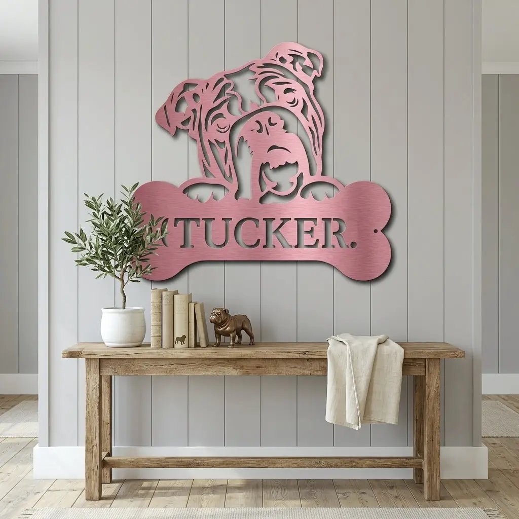 Bulldog Custom Name Metal Art Wall Sign