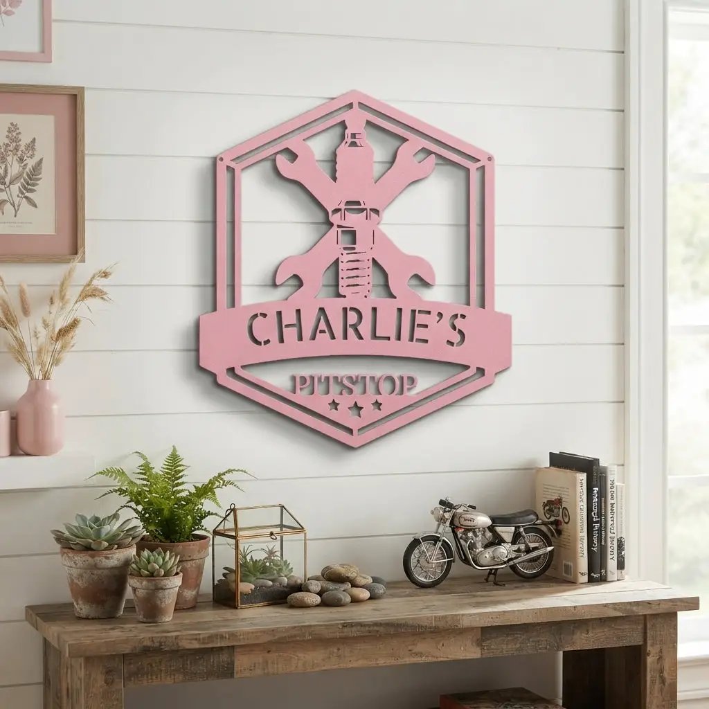 Personalized Mechanic Garage Metal Wall Art | Custom Garage Name Sign | Auto Repair Shop Decor | Wrench Metal Sign | Made in USA