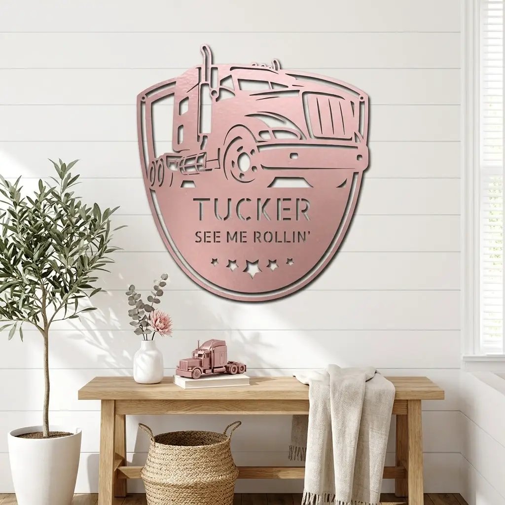 Personalized Trucker Metal Wall Art Sign | Custom Semi Truck Name Sign | Truck Driver Gift | Custom Steel Wall Decor | Made in USA