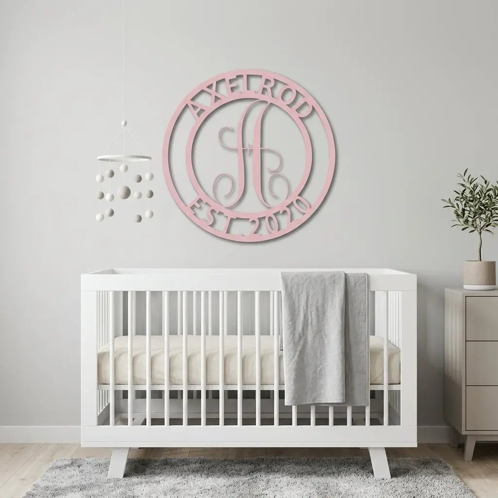 Personalized Monogram Metal Wall Art | Custom Family Name & Established Date Sign | Last Name Metal Wall Decor | Made in USA