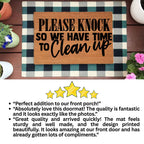 Funny “Please Knock So We Have Time to Clean Up” Doormat | Relatable Coir Welcome Mat for Families | Real-Life Humor Front Porch Décor