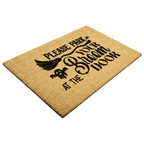 Please Park Your Broom at the Door Coir Doormat – Witchy Halloween Welcome Mat | Funny Fall Porch Decor | Rustic Farmhouse Entryway Rug